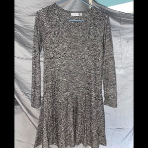A comfortable black and white dress.